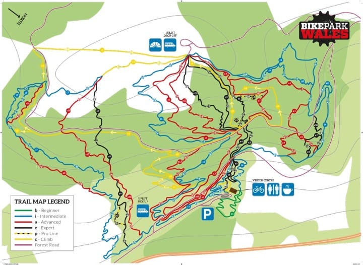 wales bike park track map
